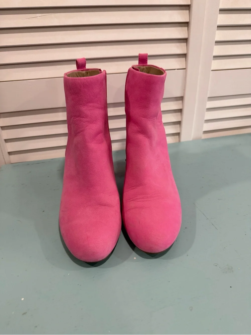 Pink Women's Leather Ankle Boots Size 8.5